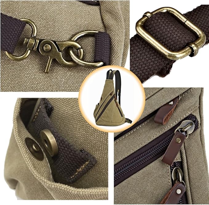 Canvas Sling Bag Convertible Crossbody Chest Bag Shoulder Backpack Daypack for Men Women Outdoor Cycling Travel