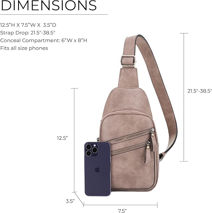 JESSIE & JAMES Jeannie Unisex Multi-Pocket Concealed Carry Sling Bag Crossbody Backpack Purse