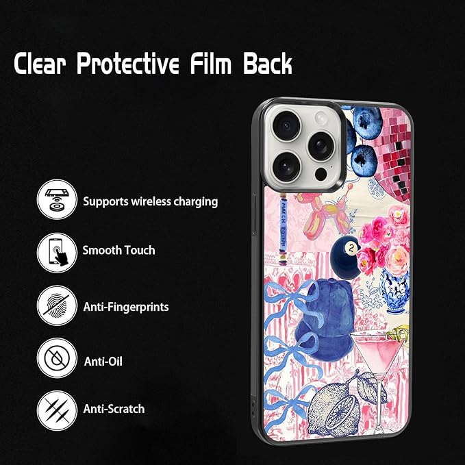Aesthetic Collage Shockproof Protective Trendy Preppy Phone Case for iPhone 15 Pro Max Cute Flower Bow Cover