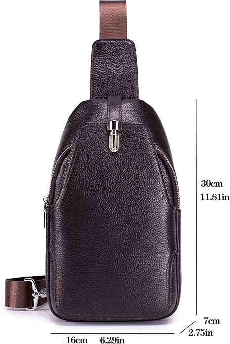 KPYWZER Vintage Leather Sling Bag Backpack for Men Crossbody Shoulder Chest DayPack Backpacks