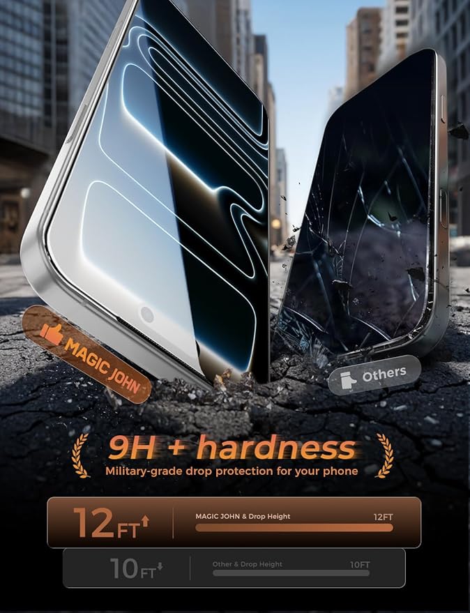 MAGIC JOHN 3rd Gen Upgraded for iPhone 17 Pro Screen Protector 6.3 Inch,HD Clear,Shatterproof Tempered Film,Auto Dust-Elimination,Bubble Free,Easy Installation,2 Pack
