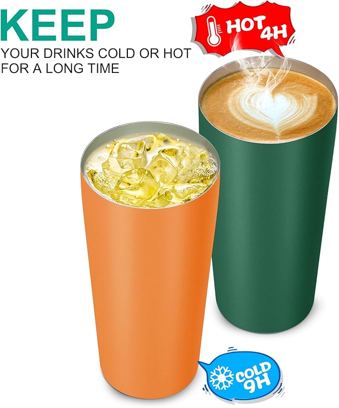 VEGOND 20oz Tumbler Stainless Steel Tumbler with Lid And Straw Vacuum Insulated Double Wall Travel Coffee Mug(orange package 12)