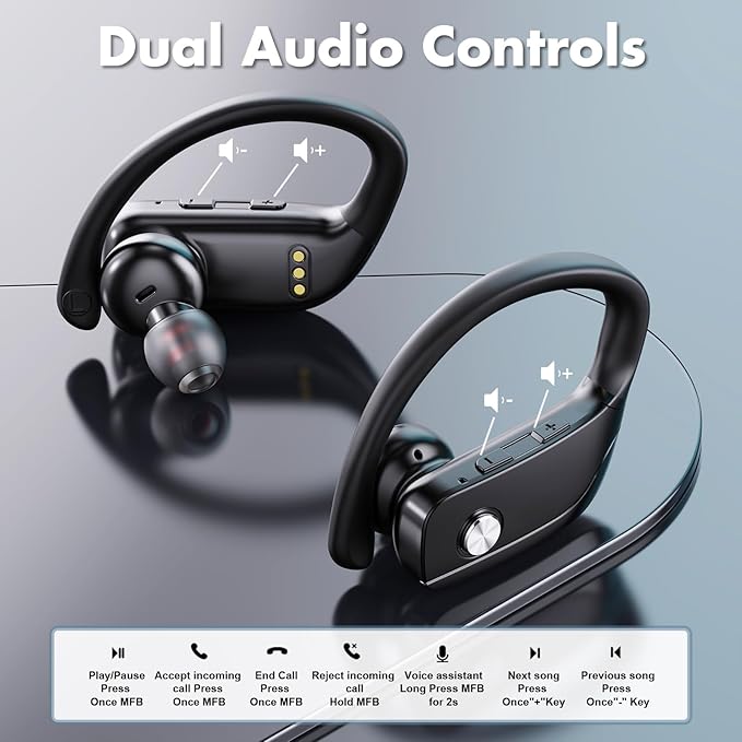 Wireless Earbuds Bluetooth Headphones 48Hrs Play Back Sports Earphones with LED Display Built in Mic Deep Bass Stereo in Ear Waterproof Headset for Workout Gaming Running