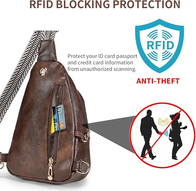 Crossbody Bags for Women Anti Theft Small Sling Handbag with Zipper Lock Vegan Leather RFID Blocking Chest Pure