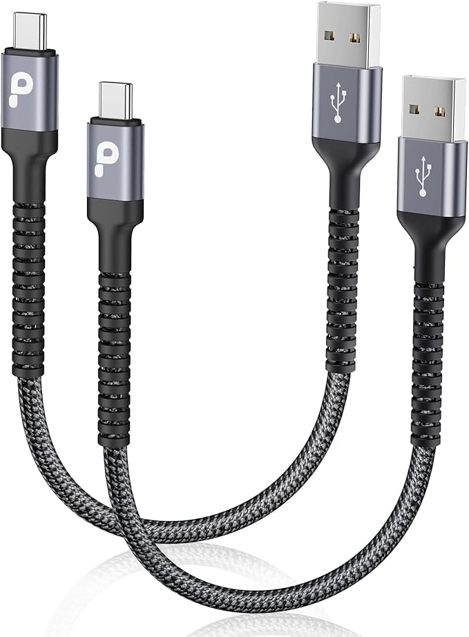 PRAKIE USB C Cable Fast Charging, 2Pack 1FT USB A to USB C Charge Cable, Short USB Type C Charging Cord Compatible with iPhone 17/16/15/Samsung Galaxy S20 S10/Google/Plus Note 10 9 8
