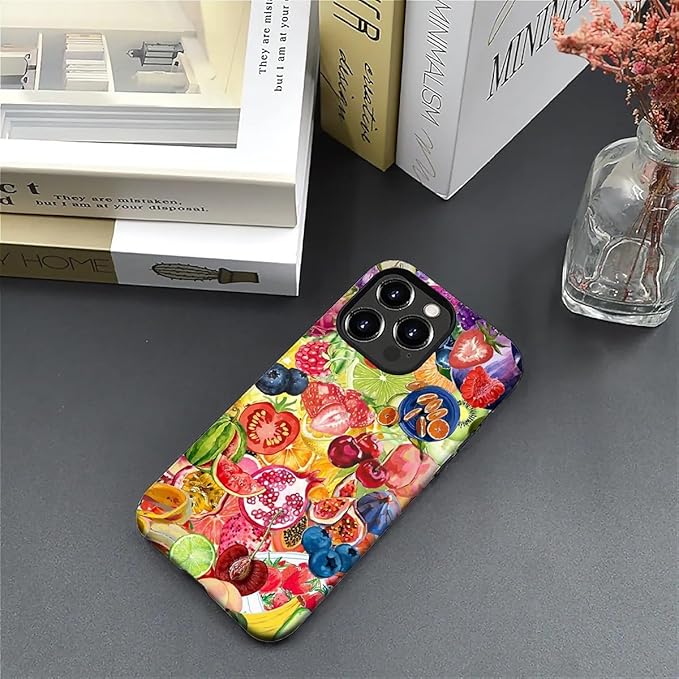 Case for iPhone 16 Pro Max,Summer Fruit Collage for Woman Men Full Body Protective Cover Shockproof 2 in 1 Silicone + Hard PC Case for iPhone 16 Pro Max