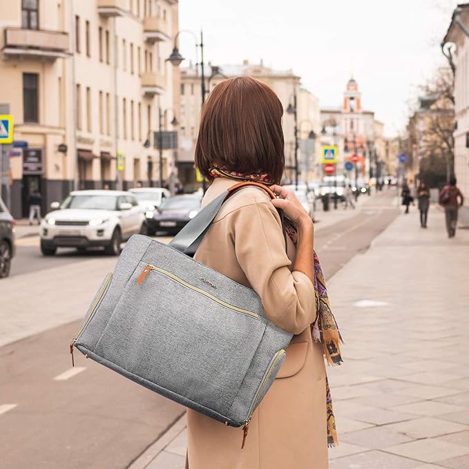 mommore Breast Pump Bag Diaper Tote Bag with 15 Inch Laptop Sleeve Fit Most Breast Pumps Like Medela, Spectra S1,S2, Evenflo