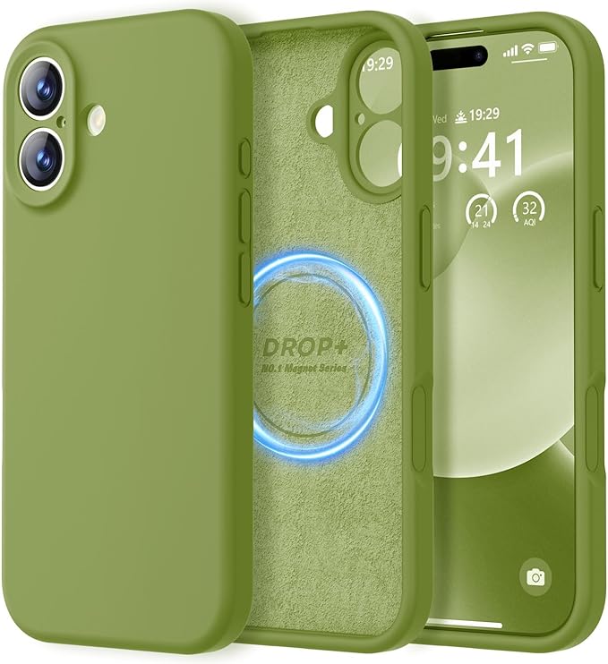 LOVE 3000 Designed for iPhone 17 Case, Premium Silicone [Compatible with Magsafe][Soft Anti-Scratch Microfiber Lining] Shockproof Protective Phone Case for Men Women 6.3", Cedar Green