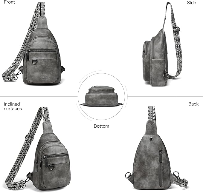 7L Sling Bag for Women Men Vegan Leather Crossbody Bags Fanny Pack Purse Backpack Over Shoulder Bag Travel Anti Theft