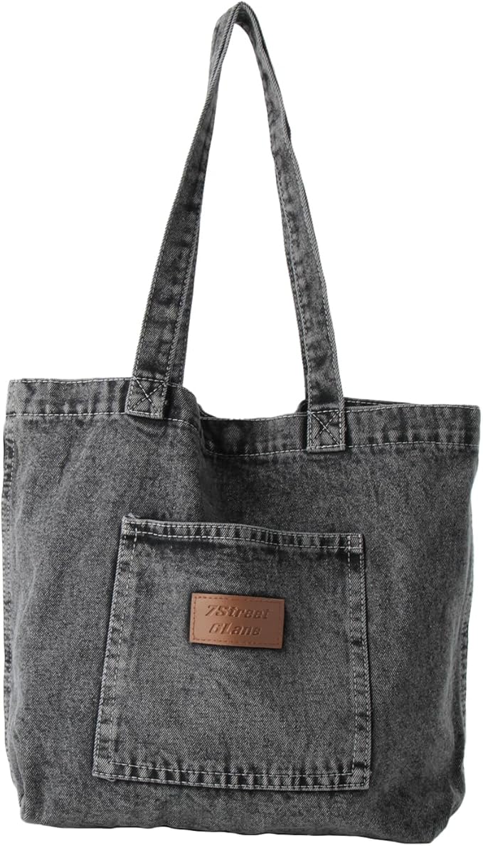 Denim Tote Bag for Women-Shoulder Handbag Perfect for Work Shopping,Hobo Bag
