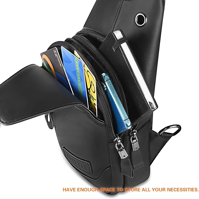 Leather Sling Bag Purse Chest Shoulder Backpack,Concealed Carry Crossbody Bags for Men Wander Plus Anti Theft Bag