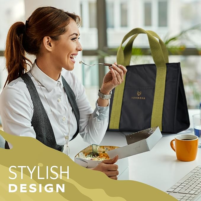 VonNova Women’s Insulated Lunch Bag – Cute Large 7L Lunch Tote for Office – Durable Small Lunch Box for Women with Premium Cooler Insulation – Stylish Lunchbox for Adults, Nurses & Teachers