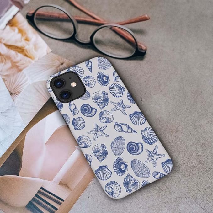 DAIZAG Case Compatible with for iPhone 12,Cute Blue Seashell Phone Case for iPhone 12 for Girl Women Boy Men