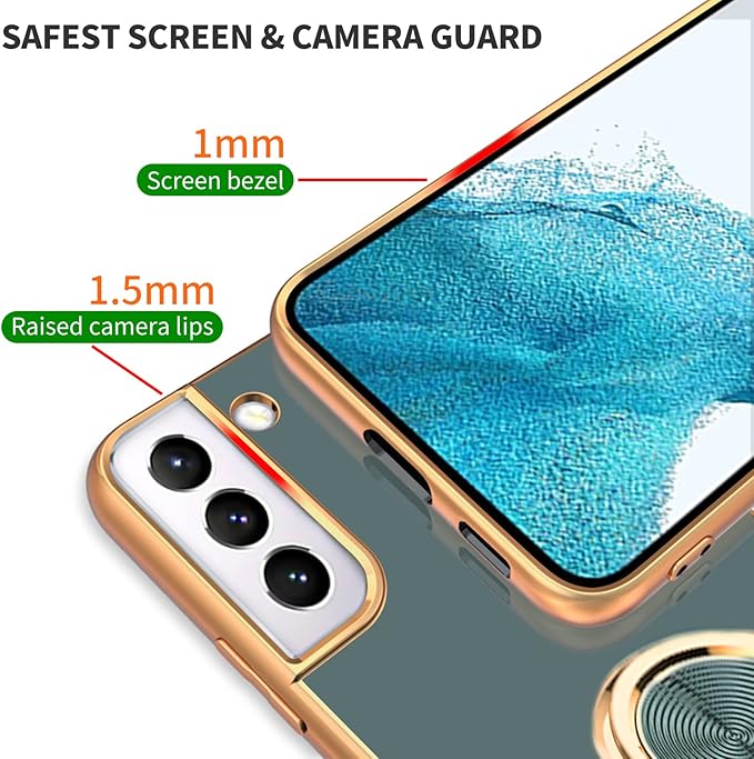 Tnarru Compatible for Samsung Galaxy S22 Case with Ring Holder Kickstand [with Magnetic] Soft TPU Shockproof Electroplated Protective Phone Case for Galaxy S22 5G Grey