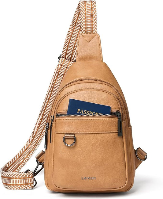 7L Sling Bag for Women Men Vegan Leather Crossbody Bags Fanny Pack Purse Backpack Over Shoulder Bag Travel Anti Theft