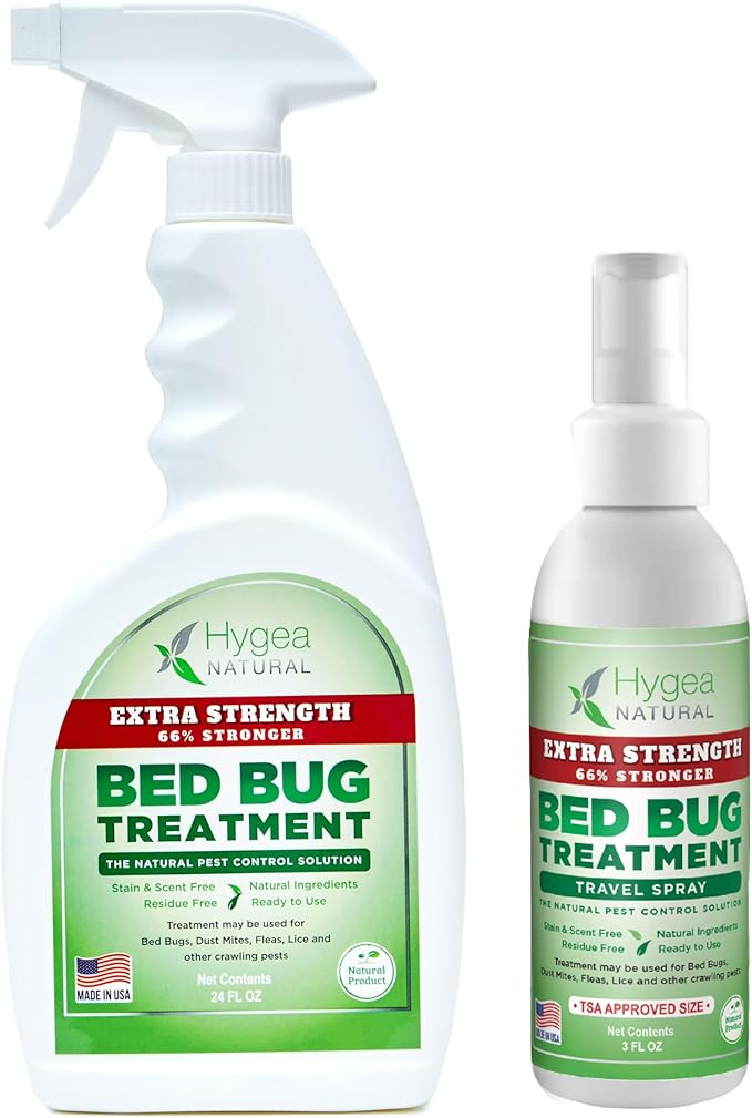 Extra-Strength Bed Bug DIY Kit - unique, Odorless, Child & Pet Friendly - All water-friendly surfaces - 1 Bed Bug Spray (24 oz) & 1 Bed Bug Travel Spray in TSA Approved Size (3 oz)