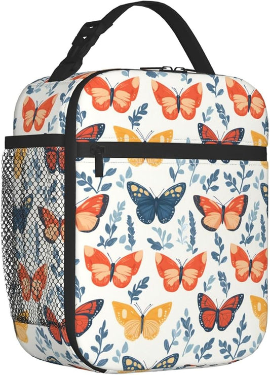 Butterfly Lunch Box for Women Kids Girls Men Insulated Lunch Bag Lunchbox Adults Lunch Tote Bags Reusable Cooler for Work Office School Picnic Travel