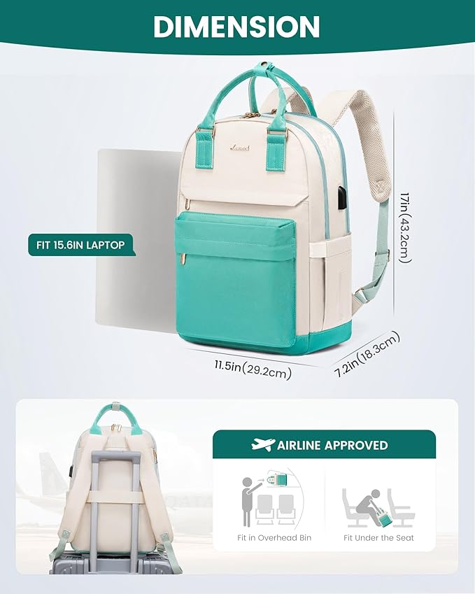 LOVEVOOK Laptop Backpack for Women 15.6 Inch Laptop Bag with USB Port, Fashion Waterproof Backpacks Teacher Nurse Stylish Travel Bags Vintage Daypacks for College Work