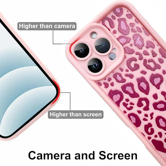 KANGHAR Case for iPhone 16 Pro Leopard Printed Pattern Cute Cheetah Phone Case Soft TPU Shockproof Protective Cover for iPhone 16 Pro 6.3 Inch Pink