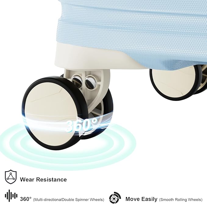 Joyway Luggage Set 3 Piece Suitcase Sets with Spinner Wheel,Hardside Expandable Travel Laggage with TSA Lock (13/20/24/28 Lightblue brown