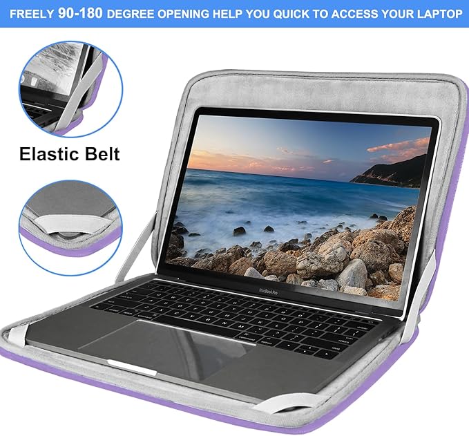 Laptop Sleeve Bag 15.6 Inch, Durable Shockproof Protective Cover Flip Case Briefcase Carrying Computer Bag Case Compatible with 15.6 Inch HP, ASUS, Lenovo, Acer, Notebook, Light Purple