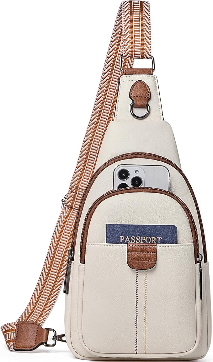 Womens Sling Bag Crossbody Bags for Women Vegan Leather Sling Backpack Daypack Fanny Pack Crossbody Purse Travel