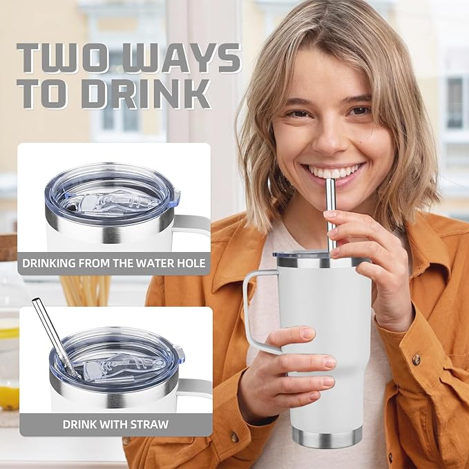 20 oz Tumbler with Handle Stainless Steel Insulated Coffee Mug Tumbler with Lid and Straw Double Wall Vacuum Insulated Coffee Mug Leak Proof Travel Mug Tumbler for Hot and Cold Drink (Mix Color-4)
