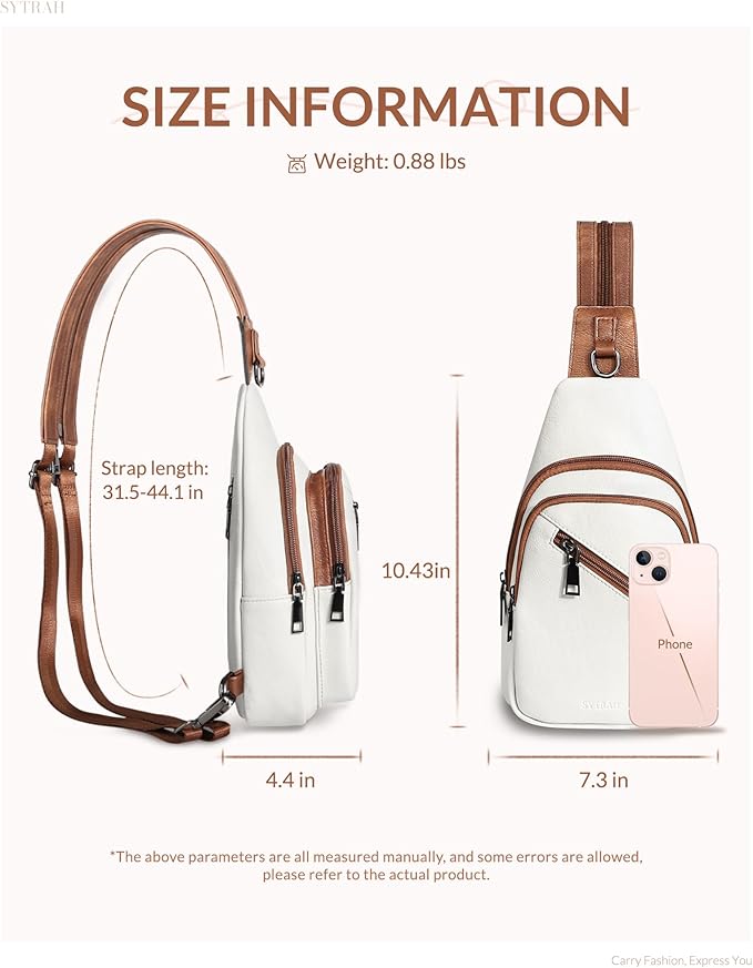 Sling Bag for Women, Crossbody Bags for Women Trendy Crossbody purse Vegan Leather Sling Backpack Chest Bag with Dual purpose Strap, Beige Brown
