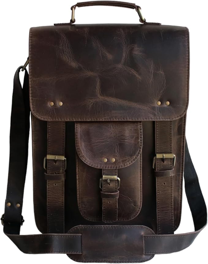 jaald Genuine Leather Messenger Bag Vintage Laptop Crossbody Bag Satchel Man Purse Shoulder Bag for man woman office bag