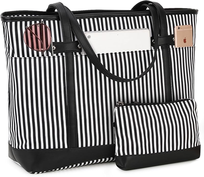 RAVUO Laptop Tote Bag for Women, Water Resistant 15.6 Inch Computer Handbag Purse Teacher Bag With Portable Small Pouch