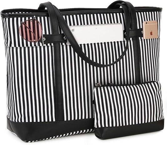RAVUO Laptop Tote Bag for Women, Water Resistant 15.6 Inch Computer Handbag Purse Teacher Bag With Portable Small Pouch