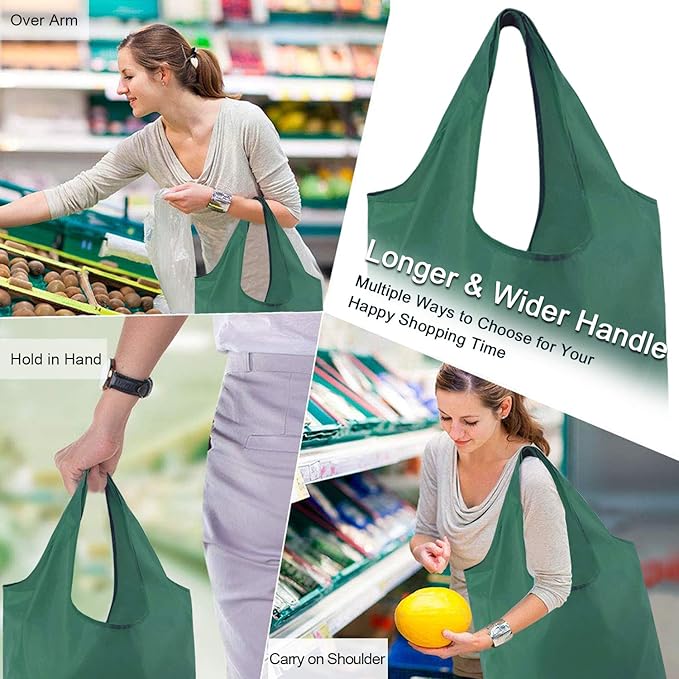 BeeGreen Reusable Bags for Shopping Machine Washable 12 Pack Xlarge Grocery bags Reusable Heavy Duty Folding with Elastic Band Colorful Tote Gift Bags Lightweight Durable Polyester