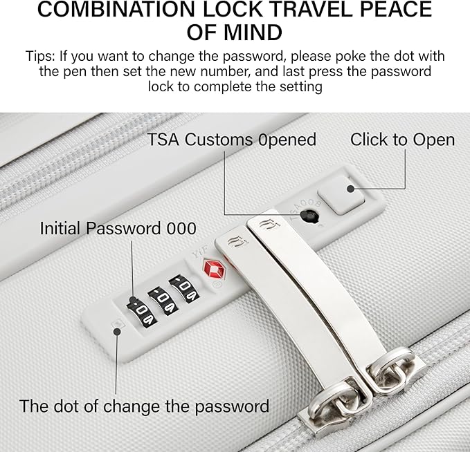 MILADA Expandable Carry On Luggage with Spinner Wheels PC Hard Shell Suitcases 20 Inch Top Opening Travel Suitcase with Wheels TSA Approved Luggage Trunk Rolling Carry-On, White