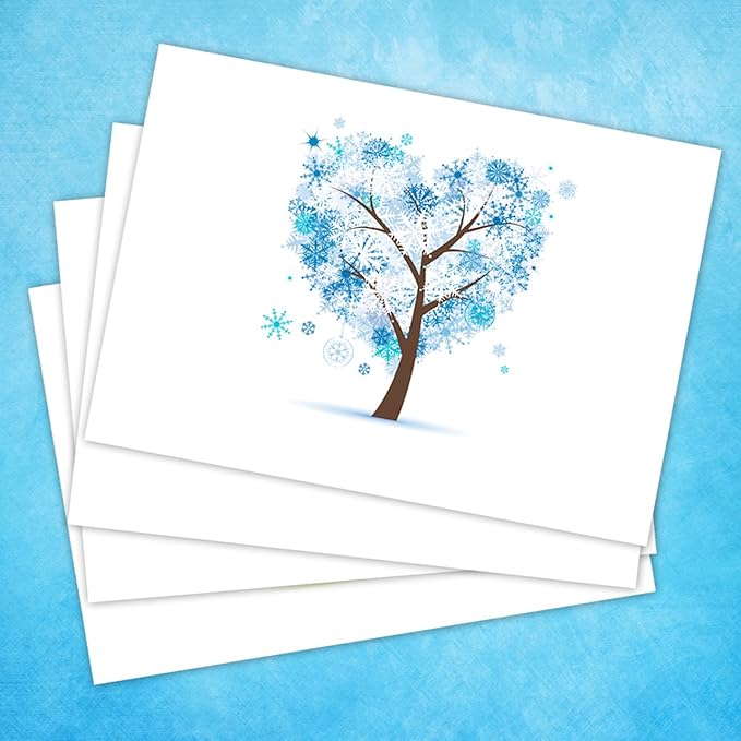 Seasons of Life Note Card Assortment Pack/Set Of 24 Greeting Cards And White Envelopes / 4 7/8" x 3 1/2" Cards Featuring 4 Seasonal Tree Designs