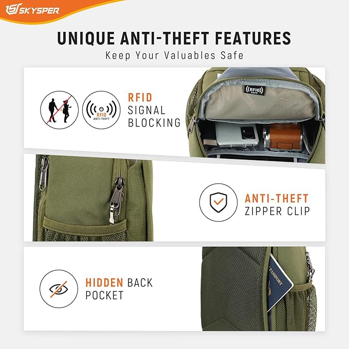 SKYSPER Sling Bag RFID Cross Body Bag Recycled Crossbody Backpack Travel Daypack
