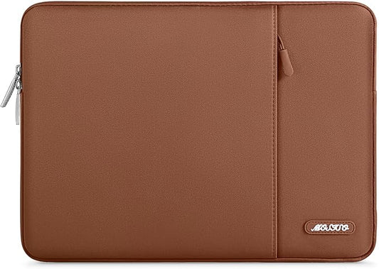 MOSISO Laptop Case 16 inch, 15-15.6 inch Laptop Sleeve Compatible with MacBook Pro 16 M4 M3 M2 M1, HP Acer Dell Lenovo ASUS Notebook, Polyester Vertical Computer Sleeve Bag with Pocket, Caramel Brown