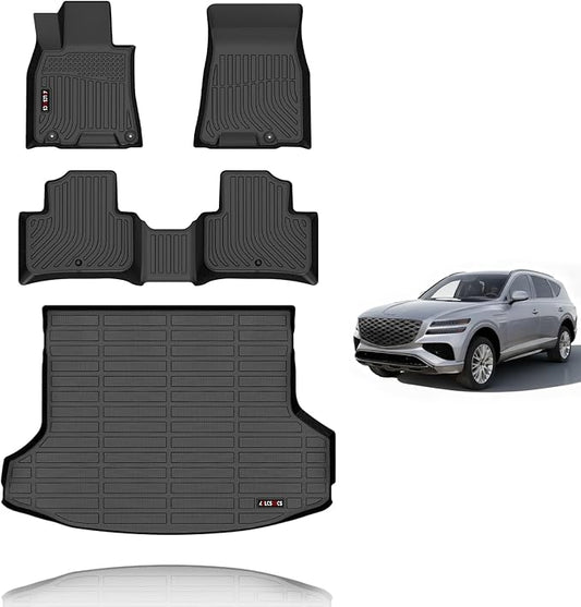 KELCSEECS Floor Mats & Cargo Liner for 2026 2025 2024 2023 2022 Genesis GV70(Not fit Electrified) Car Mats Genesis GV70 All Weather Floor Mats Trunk Mat Accessories Black