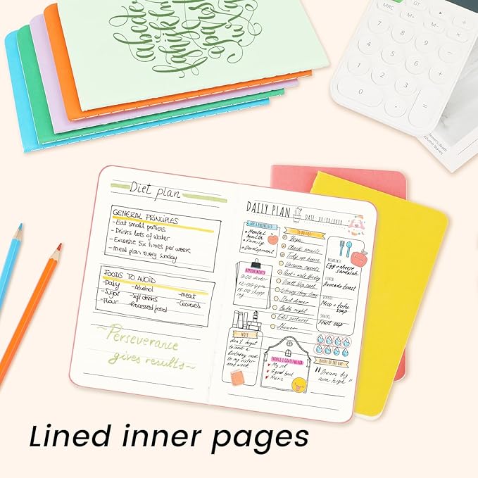 Oucaru 64PCS Mini Notebooks Bulk, 3.5" x 5.5", 16 Color, 60 Pages Lined Paper Small Pocket Notebook Set, Mini Journal Memo Notepads for Kids, Students, Traveler, School Office Supplies