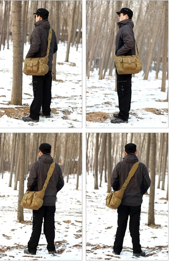 ArcEnCiel Tactical Messenger Bag Men MOLLE Sling Shoulder Pack with Patch