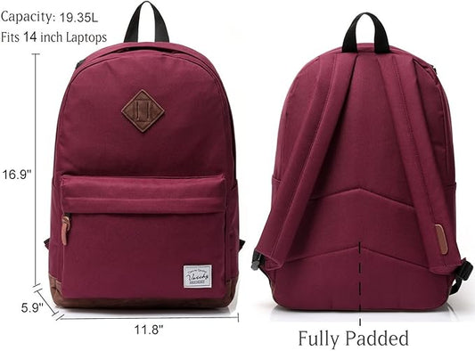 Backpack for Men Women,VASCHY Classic Water-resistant Lightweight Travel School Backpack Casual Daypack