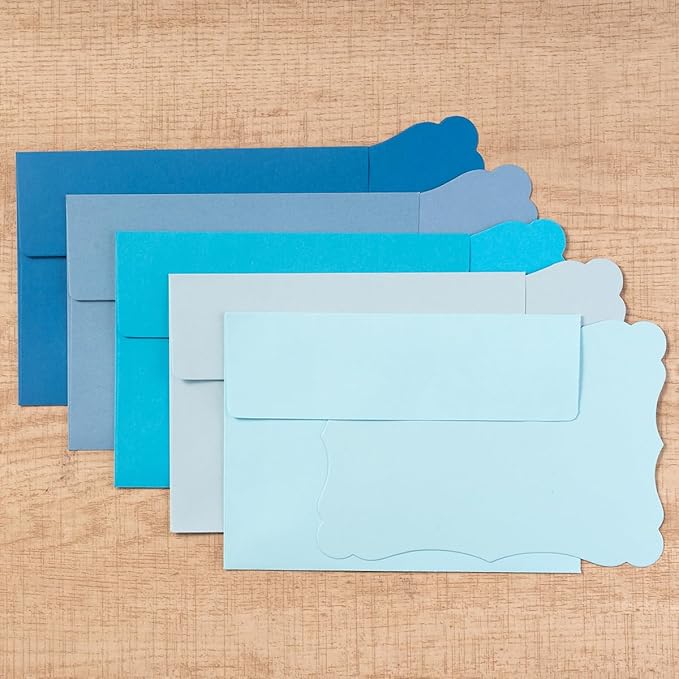 100 Pack A4 Envelopes with Colorful Blank 4x6 Cards Self-Adhesive Business Envelopes Invitations Cards Envelopes (5 Colors Blue, A4)
