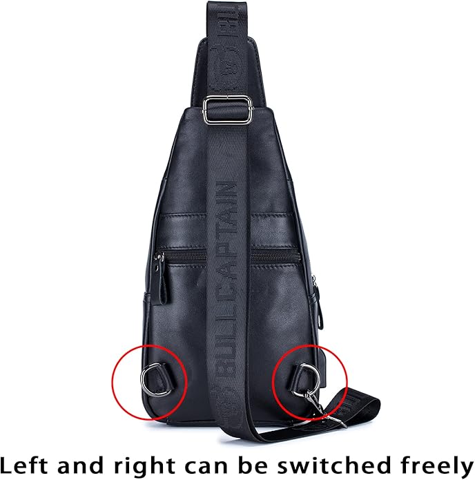 LUKZIJAES Genuine Leather Sling Bag for Men