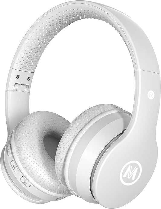 Headphones Kids Bluetooth 5.4 Wireless Play Time 68H Safe Volume Limit 85/94dB Over-Ear Foldable Headset,Fast Charging,with Aux Cord Built-in Mic for Toddler Child Pad Study Tablet White