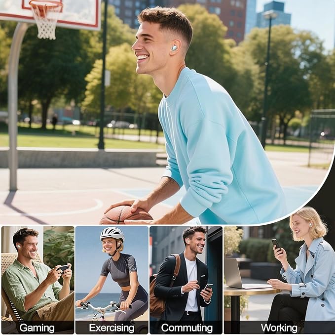 kurdene Wireless Earbuds Bluetooth 5.4 in Ear Buds Light Weight Headphones,Deep Bass Sound,Built in Mics Headset,Clear Calls Earphones for Sports Workout Light Blue