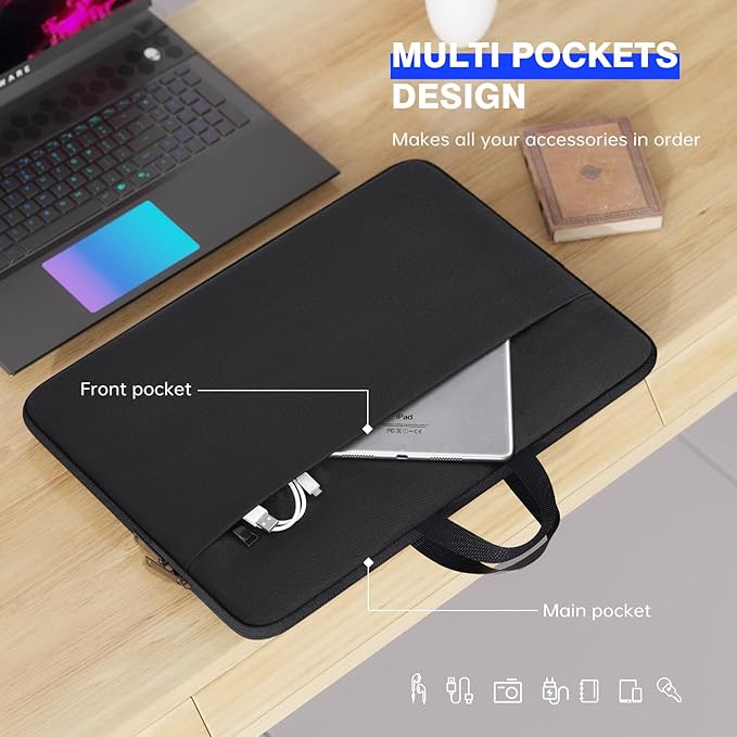 18-19 Inch Gaming Laptop Sleeve Carrying Case for 18 in Alienware 18 Area-51/m18 R2/m18 Gaming Laptop, 18" Razer Blade, 18" ASUS ROG Strix Scar 18 G18, Acer Nitro 5 18, MSI 18 inch Case Bag, Black