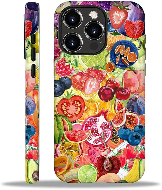 Case for iPhone 16 Pro Max,Summer Fruit Collage for Woman Men Full Body Protective Cover Shockproof 2 in 1 Silicone + Hard PC Case for iPhone 16 Pro Max