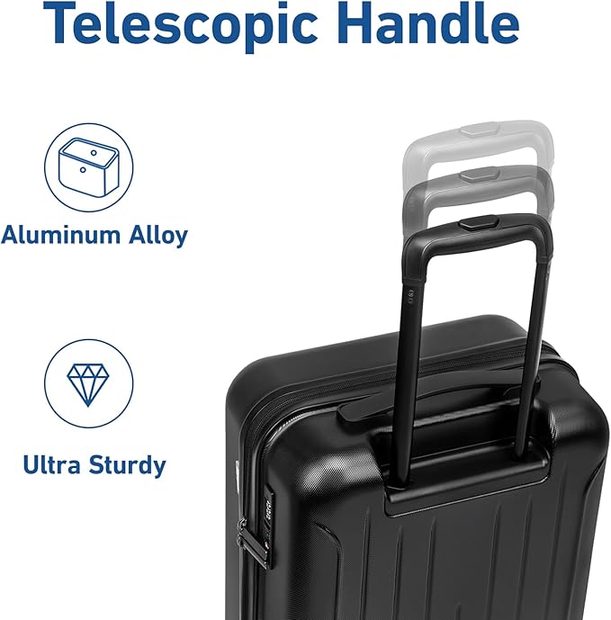 KYME Suitcase Hardshell With Double Spinner Wheels, PC+ABS TSA Lock Travel Luggage (Black, 20" Carry On)