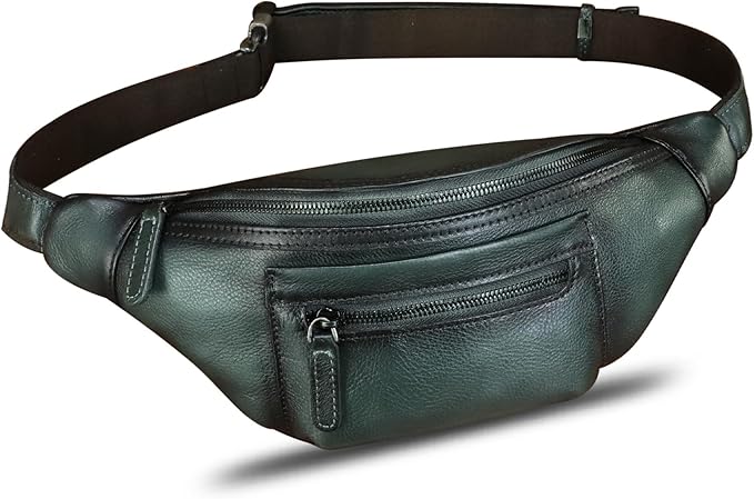 Genuine Leather Fanny Pack for Men and Women Vintage Handmade Leather Waist Bag Sling Bag Sling Backpack Purse Hip Crossbody Bag (Darkgrey)