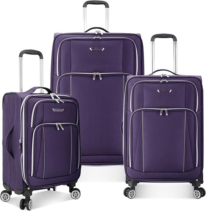 Traveler's Choice Lares Softside Expandable Luggage with Spinner Wheels, Purple, 3 Piece Luggage Set