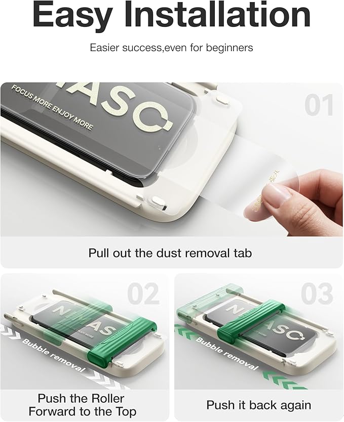 NIMASO for iPhone Air Screen Protector Full Coverage 6.5-Inch, No Bubbles No Dust, 3D Curved Edges 9H Hardness Tempered Glass, Military Grade Shatterproof, Anti-Scratch, with Roller,1 Pack